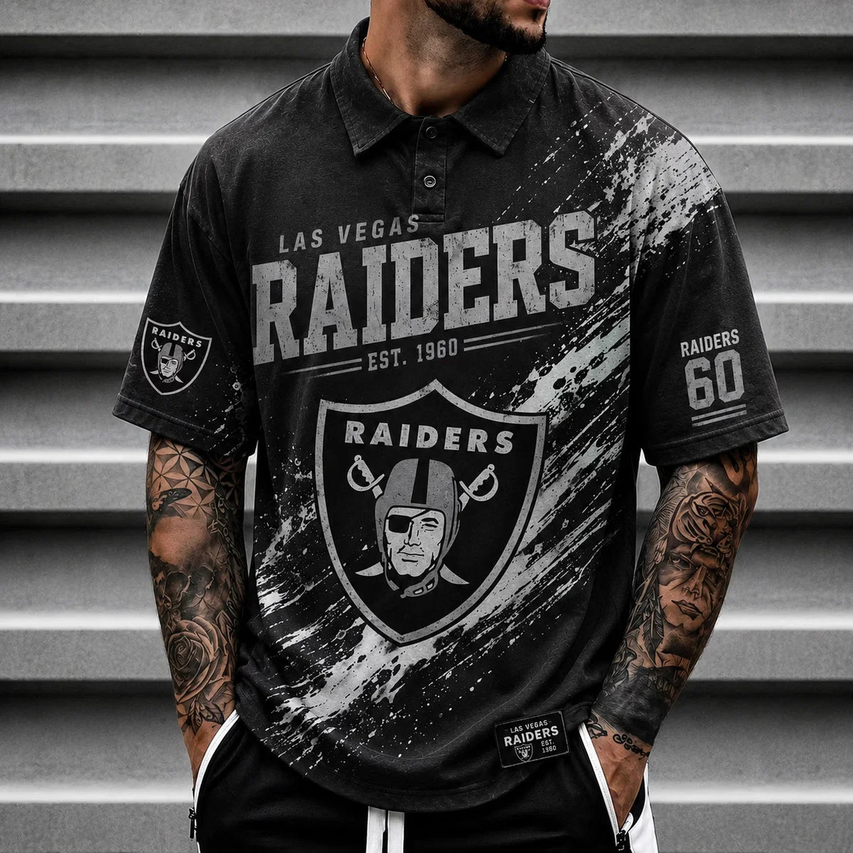 [SPECIAL OFFER] NEW CUSTOMIZED NFL07 LVR LAS VEGAS RAIDERS POLO SHIRT