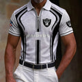 [SPECIAL OFFER] NEW CUSTOMIZED NFL07 LVR LAS VEGAS RAIDERS ZIP POLO SHIRT