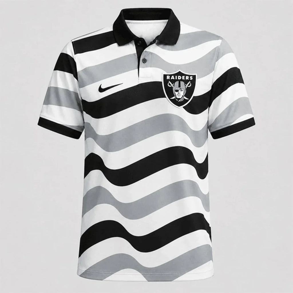 [SPECIAL OFFER] NEW CUSTOMIZED NFL07 LVR LAS VEGAS RAIDERS STRIPED POLO SHIRT