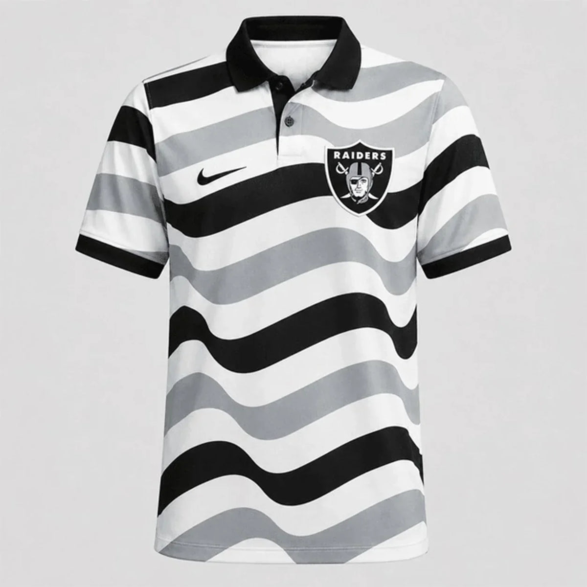 [SPECIAL OFFER] NEW CUSTOMIZED NFL07 LVR LAS VEGAS RAIDERS STRIPED POLO SHIRT