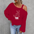 [FAN FAVORITE] NEW CUSTOMIZED NCAA FBS08 ABC ALABAMA CRIMSON TIDE WOMEN'S OFF-SHOULDER LONG SLEEVE SHIRT