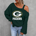 [SPECIAL OFFER] NEW CUSTOMIZED NFL08 GBP GREEN BAY PACKERS WOMEN'S OFF-SHOULDER LONG SLEEVE SHIRT