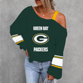 [SPECIAL OFFER] NEW CUSTOMIZED NFL08 GBP GREEN BAY PACKERS WOMEN'S OFF-SHOULDER LONG SLEEVE SHIRT