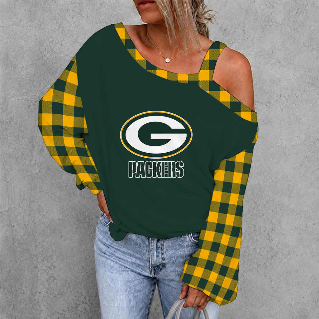 [SPECIAL OFFER] NEW CUSTOMIZED NFL08 GBP GREEN BAY PACKERS WOMEN'S OFF-SHOULDER LONG SLEEVE SHIRT