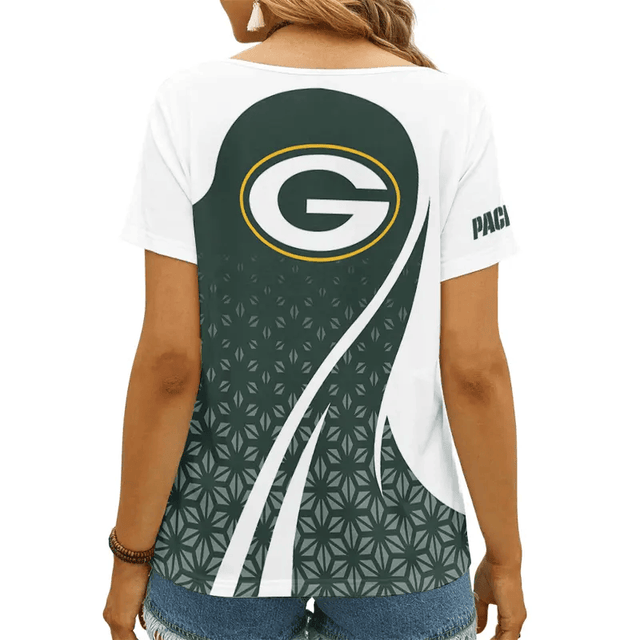 [SPECIAL OFFER] NEW CUSTOMIZED NFL08 GBP GREEN BAY PACKERS V-NECK FEMALE SHIRT