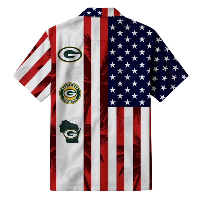 [SPECIAL OFFER] NEW CUSTOMIZED NFL08 GBP GREEN BAY PACKERS PATRIOTIC 250 USA HAWAIIAN SHIRT