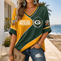 [SPECIAL OFFER] NEW CUSTOMIZED NFL08 GBP GREEN BAY PACKERS WOMEN'S HEART V-NECK LONG SLEEVE SHIRT