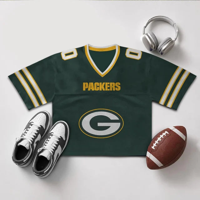 [SPECIAL OFFER] NEW CUSTOMIZED NFL08 GBP GREEN BAY PACKERS V-NECK JERSEY CROP TOP