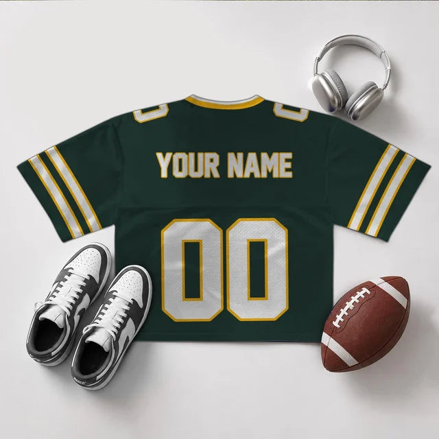 [SPECIAL OFFER] NEW CUSTOMIZED NFL08 GBP GREEN BAY PACKERS V-NECK JERSEY CROP TOP
