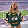 [SPECIAL OFFER] NEW CUSTOMIZED NFL08 GBP GREEN BAY PACKERS V-NECK JERSEY CROP TOP