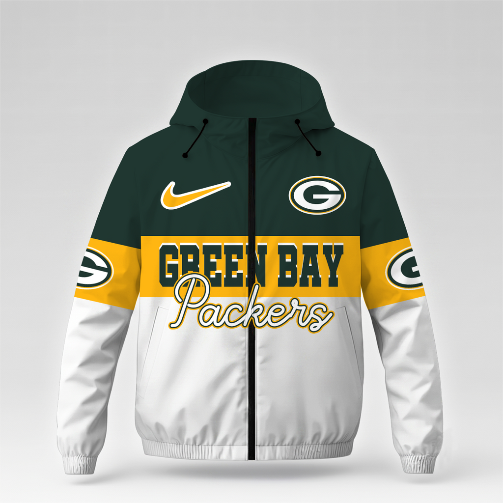 [SPECIAL OFFER] NEW CUSTOMIZED NFL08 GBP GREEN BAY PACKERS WINDBREAKER JACKET