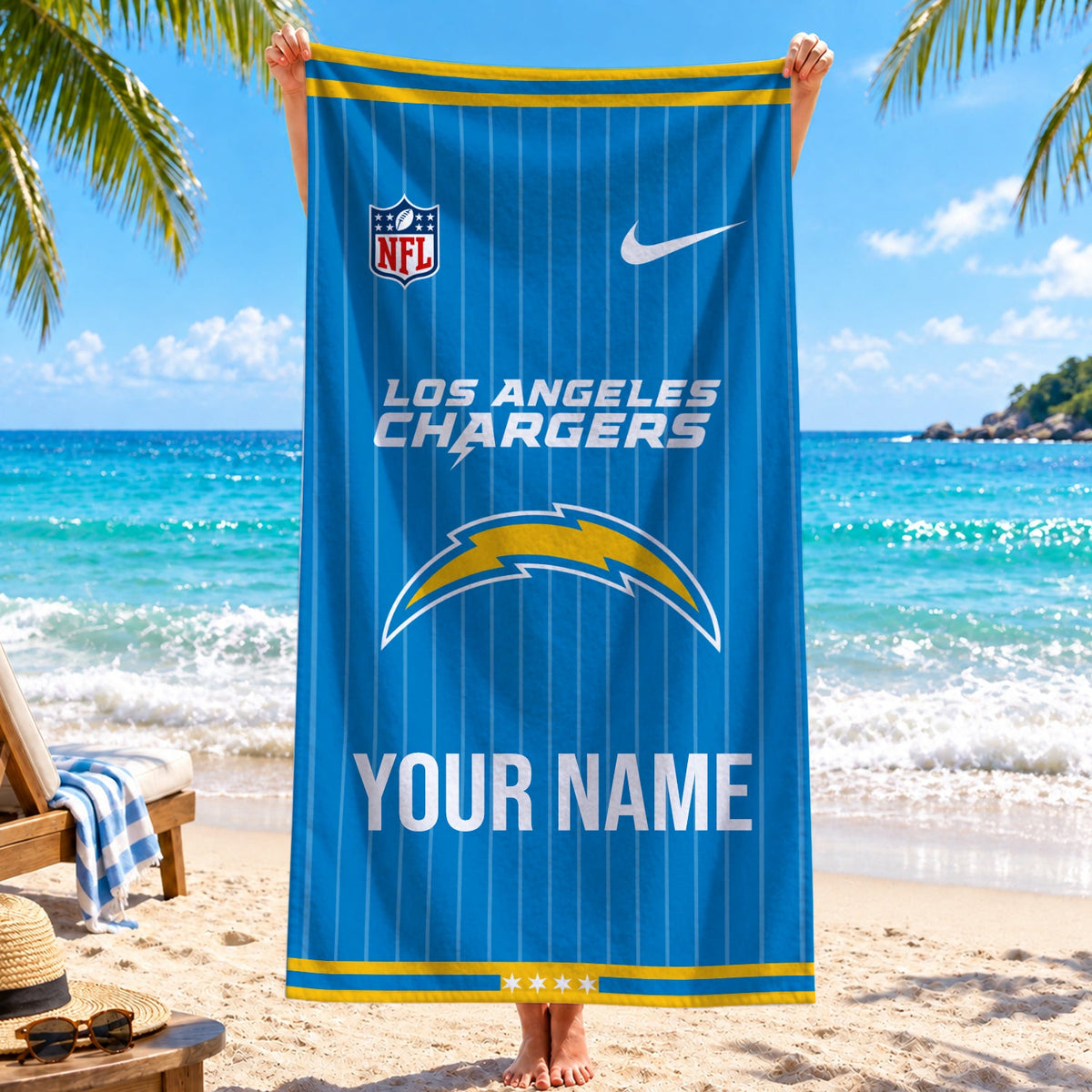 [SPECIAL OFFER] NEW CUSTOMIZED NFL09 LAC LOS ANGELES CHARGERS BEACH TOWEL