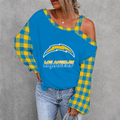 [SPECIAL OFFER] NEW CUSTOMIZED NFL09 LAC LOS ANGELES CHARGERS WOMEN'S OFF-SHOULDER LONG SLEEVE SHIRT