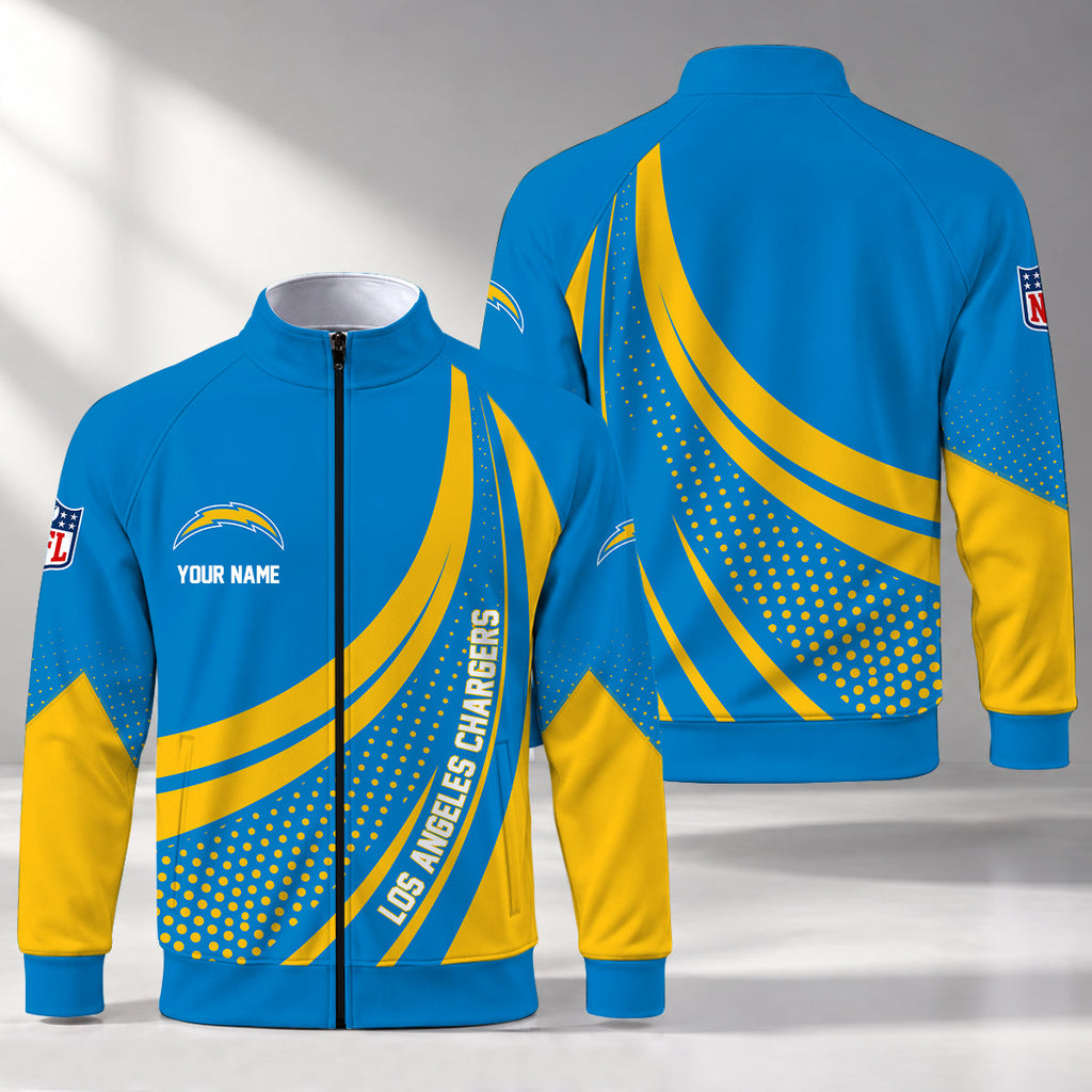 [SPECIAL OFFER] NEW CUSTOMIZED NFL09 LAC LOS ANGELES CHARGERS STAND COLLAR JACKET