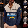 [SPECIAL OFFER] NEW CUSTOMIZED NFL09 LAC LOS ANGELES CHARGERS BUTTON SWEATSHIRTS STAND COLLAR