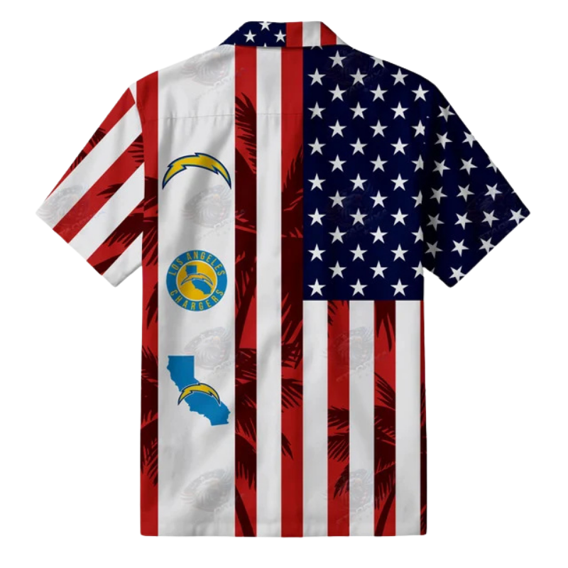 [SPECIAL OFFER] NEW CUSTOMIZED NFL09 LAC LOS ANGELES CHARGERS PATRIOTIC 250 USA HAWAIIAN SHIRT