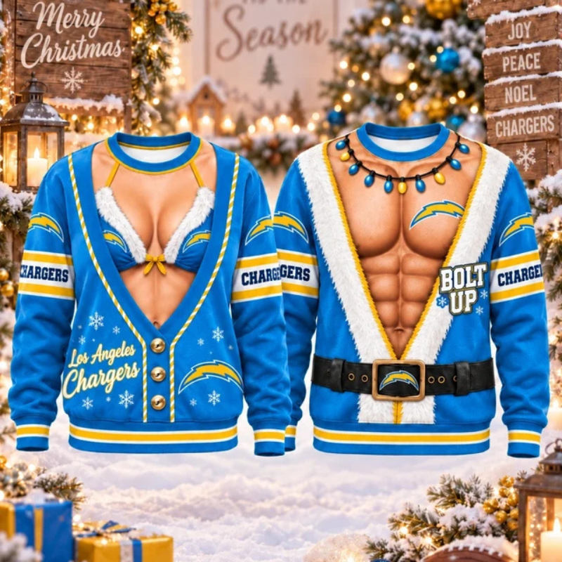 [SPECIAL OFFER] NEW CUSTOMIZED NFL09 LAC LOS ANGELES CHARGERS CHRISTMAS UNISEX SWEATSHIRT