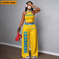 [SPECIAL OFFER] NEW CUSTOMIZED NFL09 LAC LOS ANGELES CHARGERS WOMEN'S CROP TOP & LONGPANTS SET