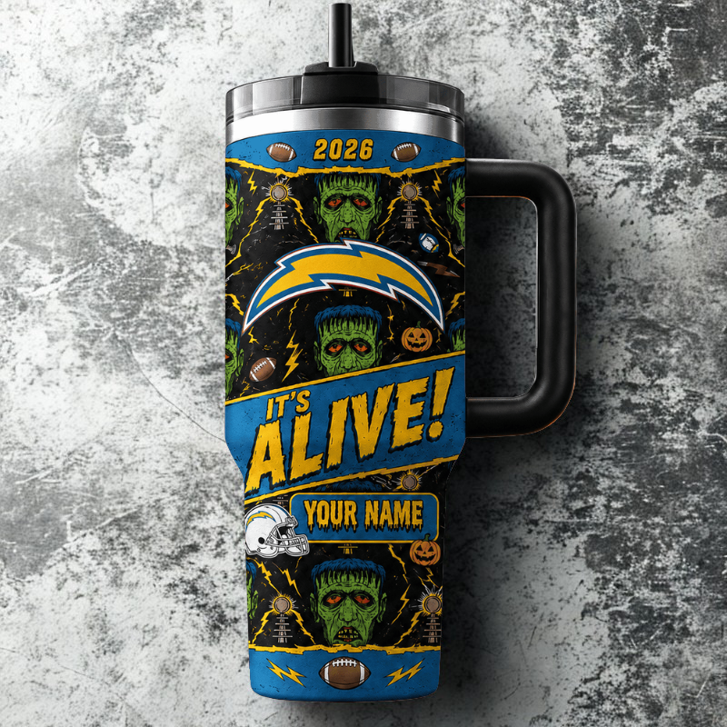 [SPECIAL OFFER] NEW CUSTOMIZED NFL09 LAC LOS ANGELES CHARGERS HALLOWEEN  40OZ TUMBLER