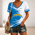 [SPECIAL OFFER] NEW CUSTOMIZED NFL09 LAC LOS ANGELES CHARGERS V-NECK FEMALE SHIRT