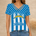[SPECIAL OFFER] NEW CUSTOMIZED NFL09 LAC LOS ANGELES CHARGERS V-NECK SHIRT