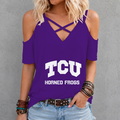[FAN FAVORITE] NEW CUSTOMIZED NCAA FBS09 THF TCU HORNED FROGS CRISS CROSS V-NECK TOP