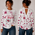 [SPECIAL OFFER] NEW CUSTOMIZED NFL01 KCC KANSAS CITY CHIEFS WOMEN'S BACK V-CUT LONG-SLEEVE SHIRT