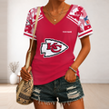 [SPECIAL OFFER] NEW CUSTOMIZED NFL01 KCC KANSAS CITY CHIEFS V-NECK FEMALE SHIRT