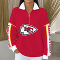 [SPECIAL OFFER] NEW CUSTOMIZED NFL01 KCC KANSAS CITY CHIEFS QUARTER ZIP RIBBED SWEATER
