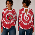 [FAN FAVORITE] NEW CUSTOMIZED NCAA FBS10 ULC LOUISVILLE CARDINALS WOMEN'S BACK V-CUT LONG-SLEEVE SHIRT