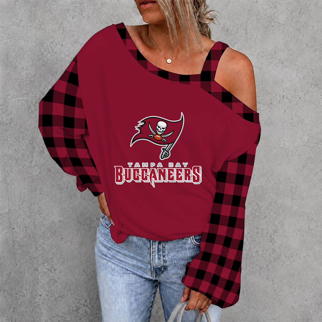[SPECIAL OFFER] NEW CUSTOMIZED NFL10 TBB TAMPA BAY BUCCANEERS WOMEN'S OFF-SHOULDER LONG SLEEVE SHIRT