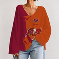 [SPECIAL OFFER] NEW CUSTOMIZED NFL10 TBB TAMPA BAY BUCCANEERS V NECK LONG SLEEVED CROP TOP