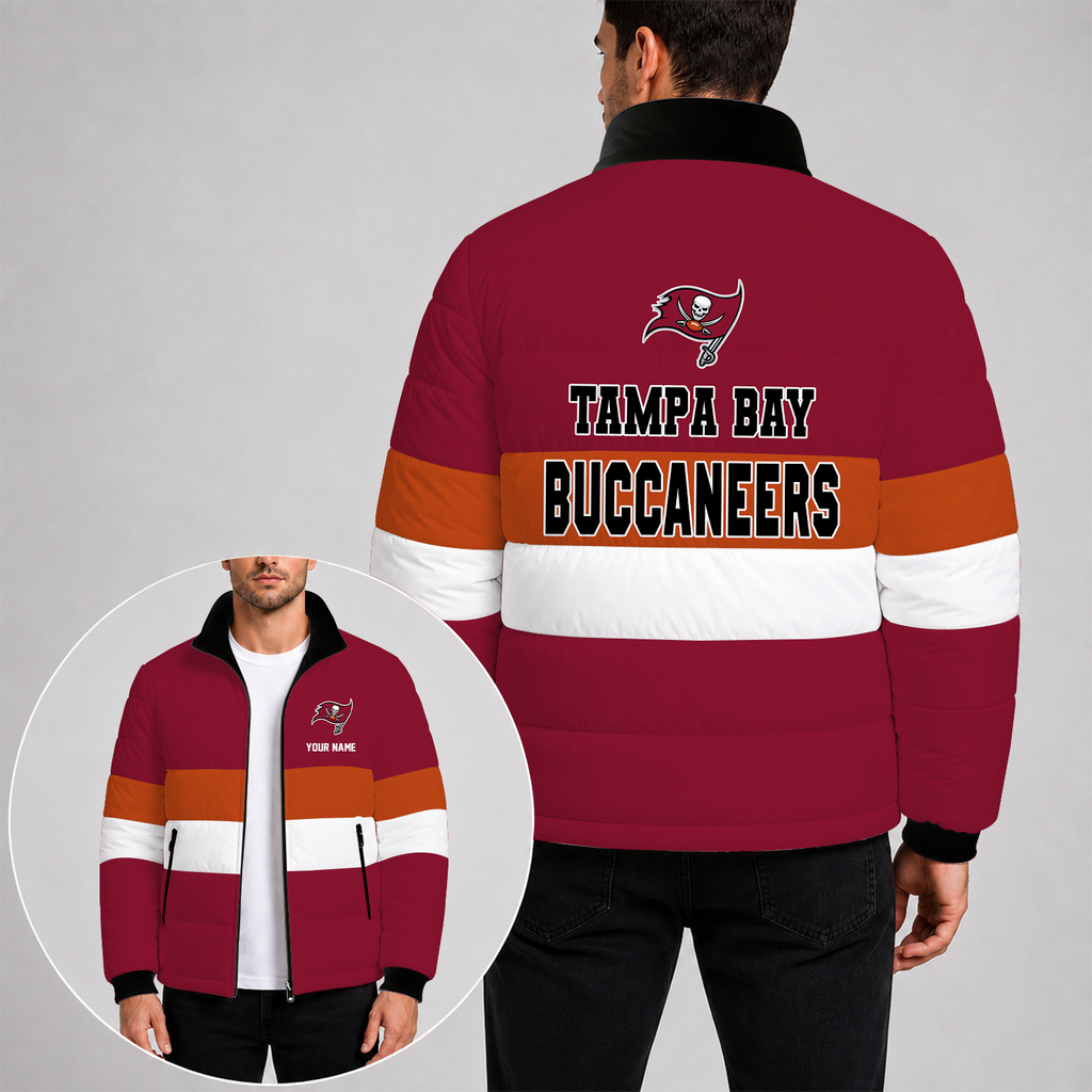 [SPECIAL OFFER] NEW CUSTOMIZED NFL10 TBB TAMPA BAY BUCCANEERS PUFFER JACKET