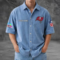 [SPECIAL OFFER] NEW CUSTOMIZED NFL10 TBB TAMPA BAY BUCCANEERS SEERSUCKER BUTTON SHIRT