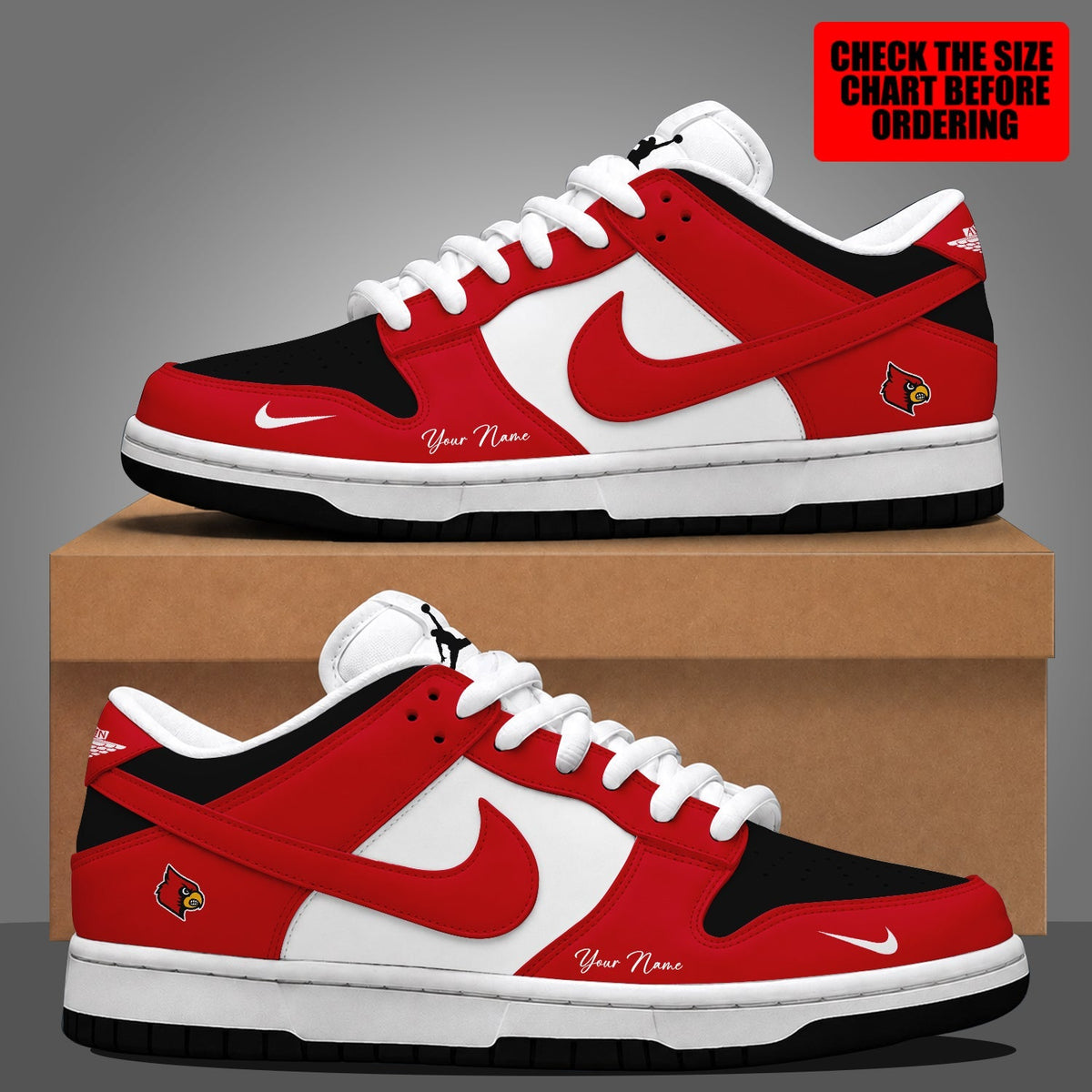 [FAN FAVORITE] NEW CUSTOMIZED NCAA FBS10 ULC LOUISVILLE CARDINALS DUNK LOW SHOES