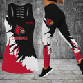 [FAN FAVORITE] NEW CUSTOMIZED NCAA FBS10 ULC LOUISVILLE CARDINALS HOLLOW TANK TOP & LEGGINGS SET