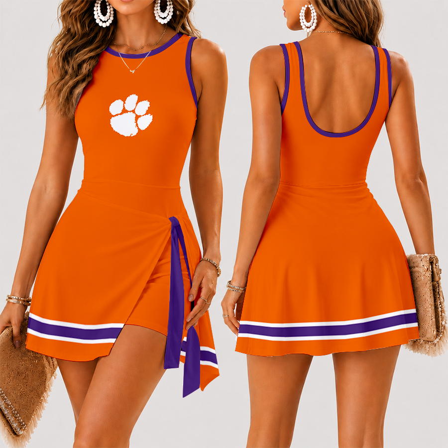 [FAN FAVORITE] NEW CUSTOMIZED NCAA FBS07 CST CLEMSON TIGERS WOMEN'S SUMMER SKORT DRESS