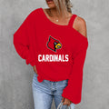 [FAN FAVORITE] NEW CUSTOMIZED NCAA FBS10 ULC LOUISVILLE CARDINALS WOMEN'S OFF-SHOULDER LONG SLEEVE SHIRT