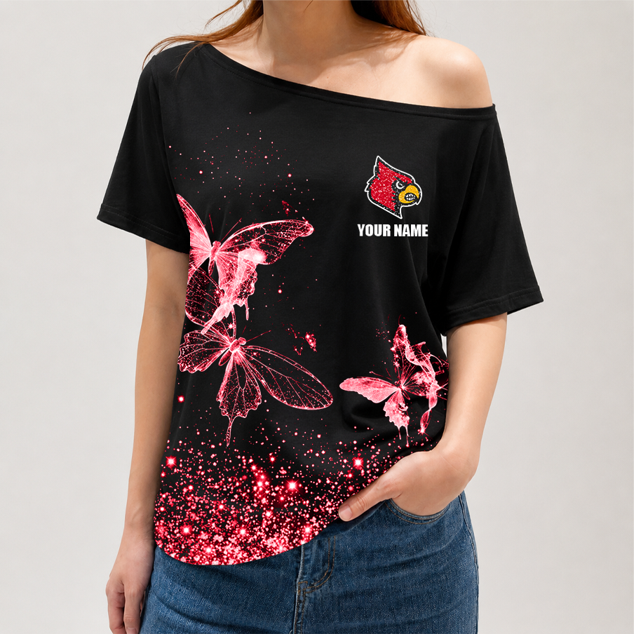 [FAN FAVORITE] NEW CUSTOMIZED NCAA FBS10 ULC LOUISVILLE CARDINALS OFF-SHOULDER SHIRT
