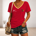 [FAN FAVORITE] NEW CUSTOMIZED NCAA FBS10 ULC LOUISVILLE CARDINALS V-NECK FEMALE SHIRT
