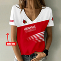[FAN FAVORITE] NEW CUSTOMIZED NCAA FBS10 ULC LOUISVILLE CARDINALS V-NECK FEMALE SHIRT