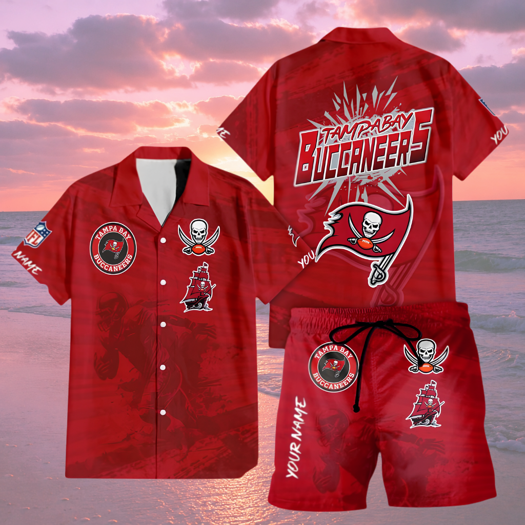 [SPECIAL OFFER] NEW CUSTOMIZED NFL10 TBB TAMPA BAY BUCCANEERS UNISEX HAWAIIAN SHIRT & SHORTS SET