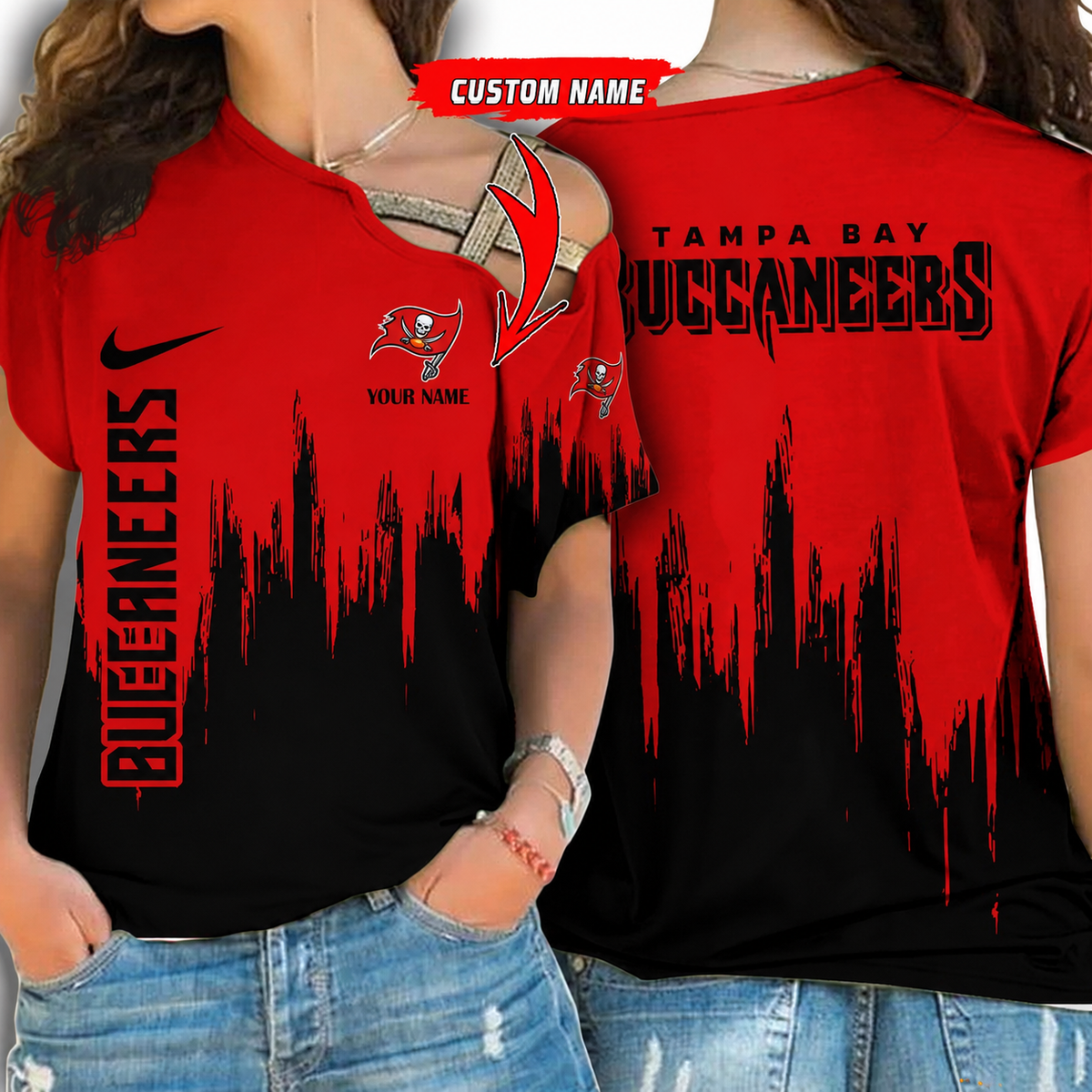 [SPECIAL OFFER] NEW CUSTOMIZED NFL10 TBB TAMPA BAY BUCCANEERS SHOULDER SHIRT