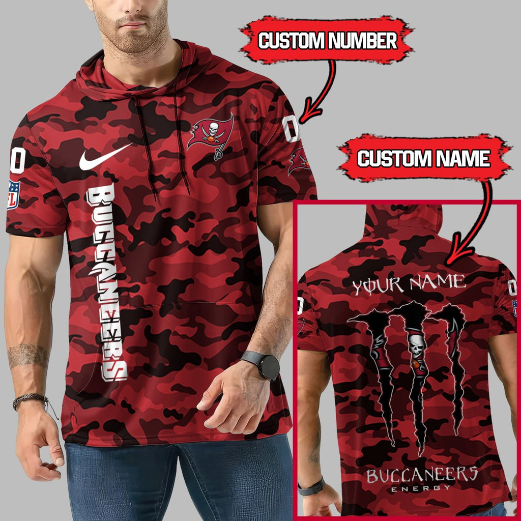 [SPECIAL OFFER] NEW CUSTOMIZED NFL10 TBB TAMPA BAY BUCCANEERS SHORT SLEEVE HOODIE