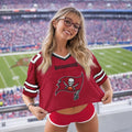 [SPECIAL OFFER] NEW CUSTOMIZED NFL10 TBB TAMPA BAY BUCCANEERS V-NECK JERSEY CROP TOP