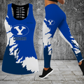 [FAN FAVORITE] NEW CUSTOMIZED NCAA FBS11 BYU BYU COUGARS HOLLOW TANK TOP & LEGGINGS SET