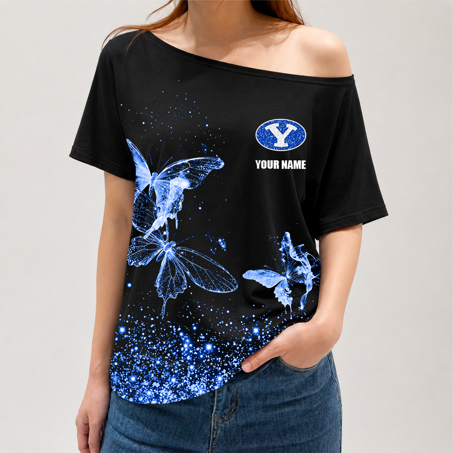 [FAN FAVORITE] NEW CUSTOMIZED NCAA FBS11 BYU BYU COUGARS OFF-SHOULDER SHIRT