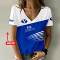 [FAN FAVORITE] NEW CUSTOMIZED NCAA FBS11 BYU BYU COUGARS V-NECK FEMALE SHIRT