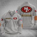 [SPECIAL OFFER] NEW CUSTOMIZED NFL11 SF49 SAN FRANCISCO 49ERS MULTICOLOR STRIPED QUATER ZIP SWEATSHIRT
