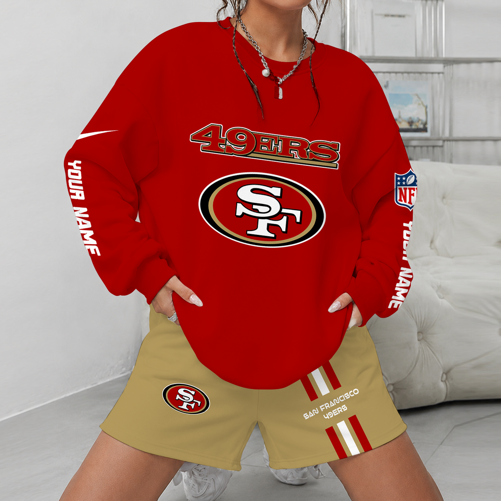 [SPECIAL OFFER] NEW CUSTOMIZED NFL11 SF49 SAN FRANCISCO 49ERS UNISEX SWEATSHIRT & SHORTS SET